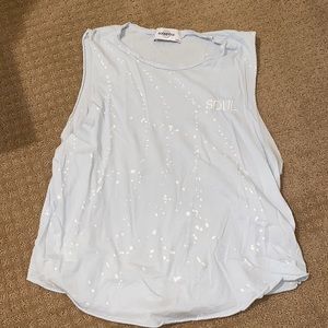 Soulcycle baby blue muscle tee size medium